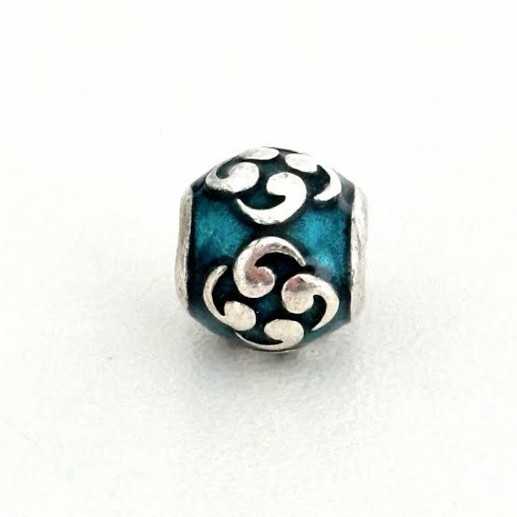 RETIRED Pandora Sterling Silver and teal enamel “Zen” charm - Picture 2 of 2